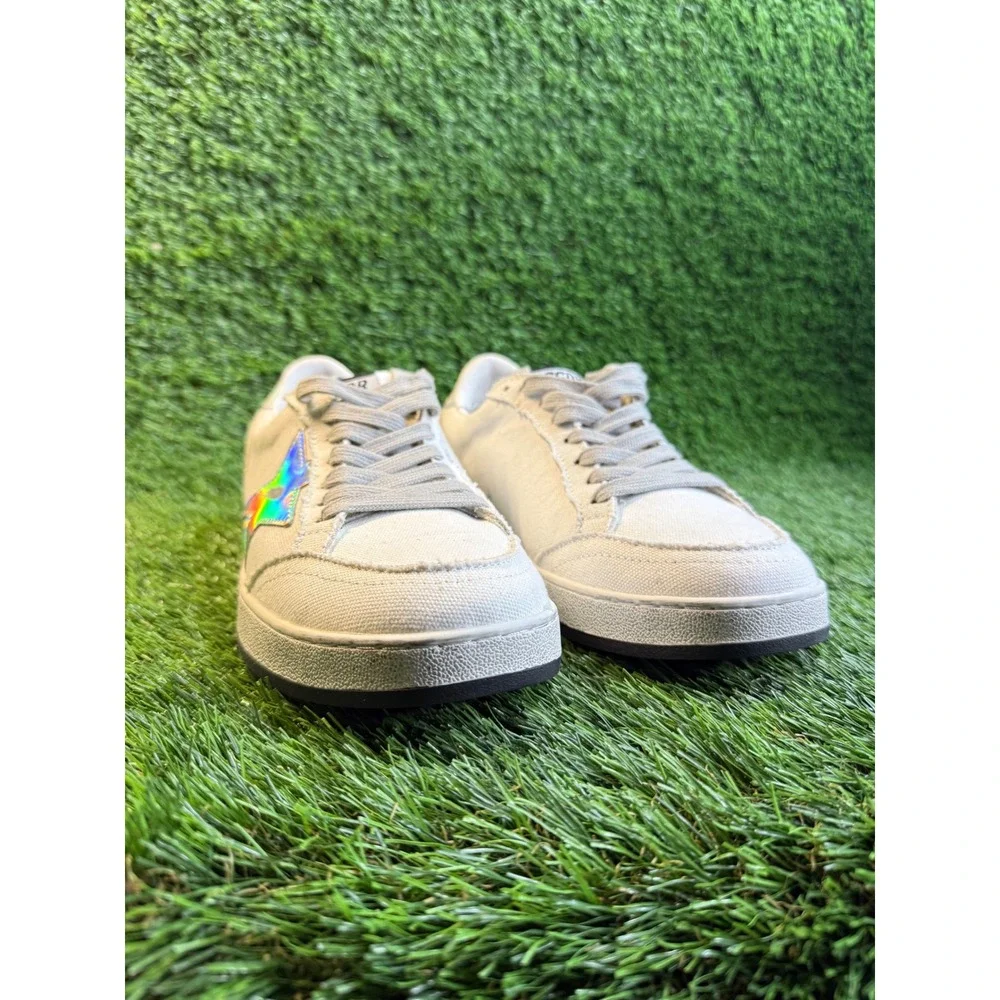 Golden‎ Goose BallStar White Canvas Sneakers Iridescent Holographic GGDB 6.5y